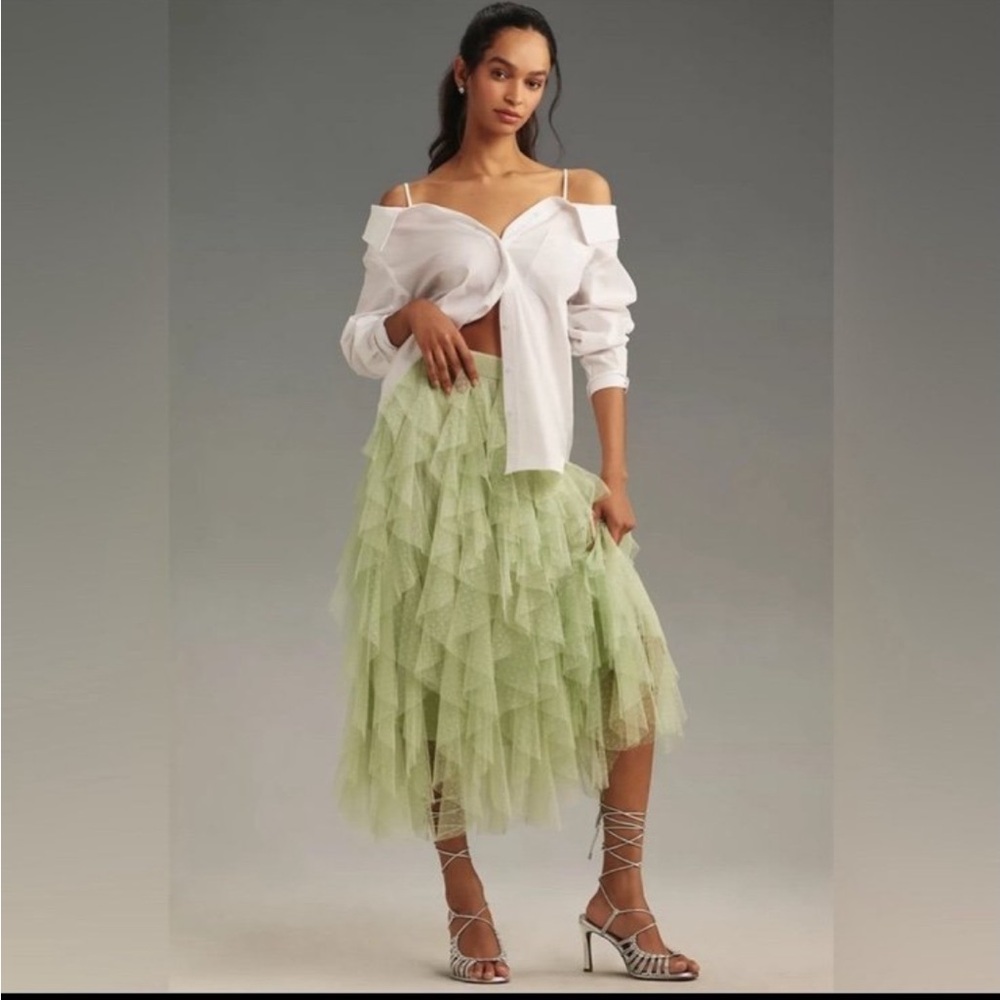 NWOT Antropologie CHERI RUFFLED TULLE skirt,L